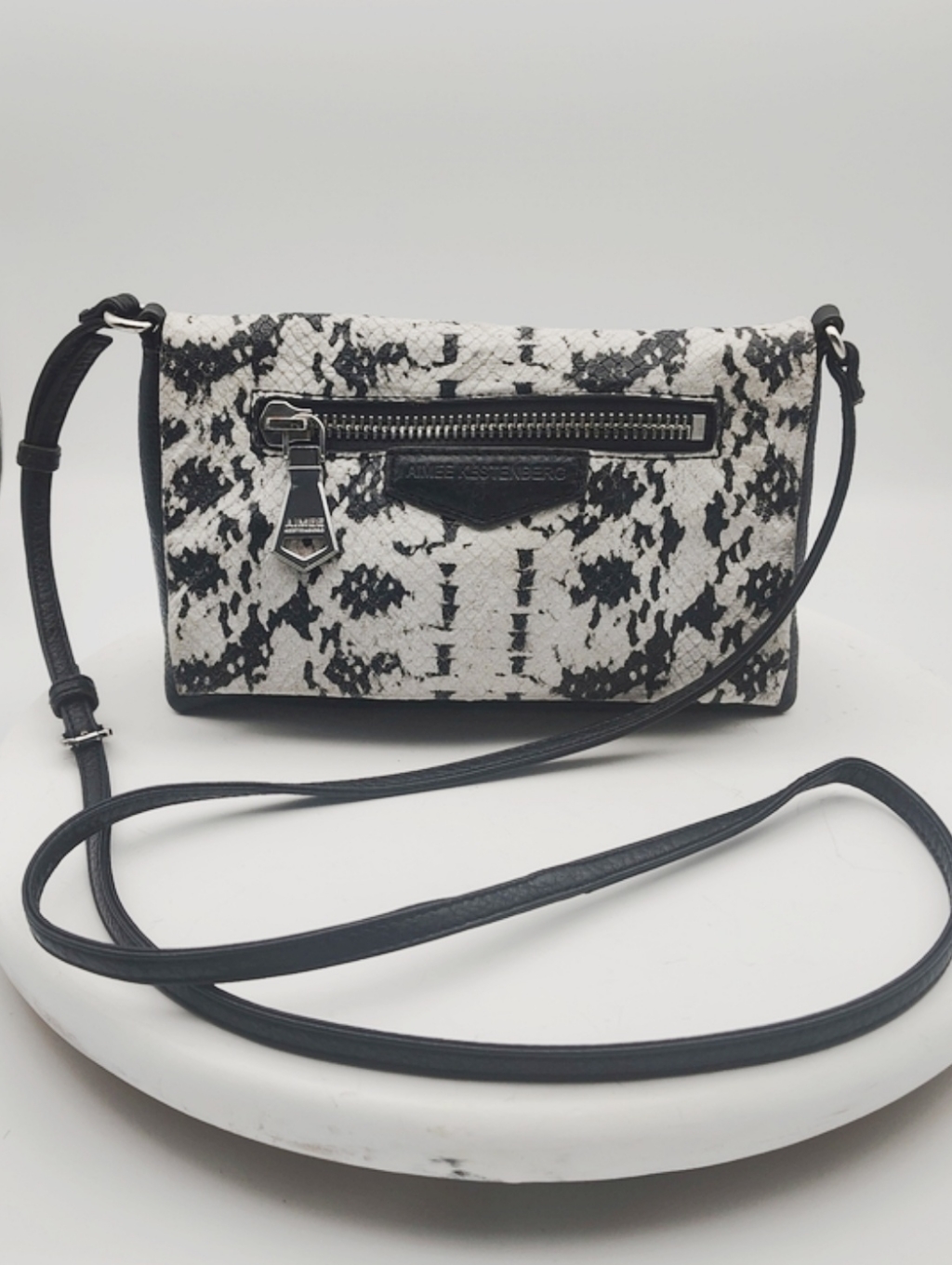 Aimee Kestenberg Crossbody Bag In Black And White Snake Print